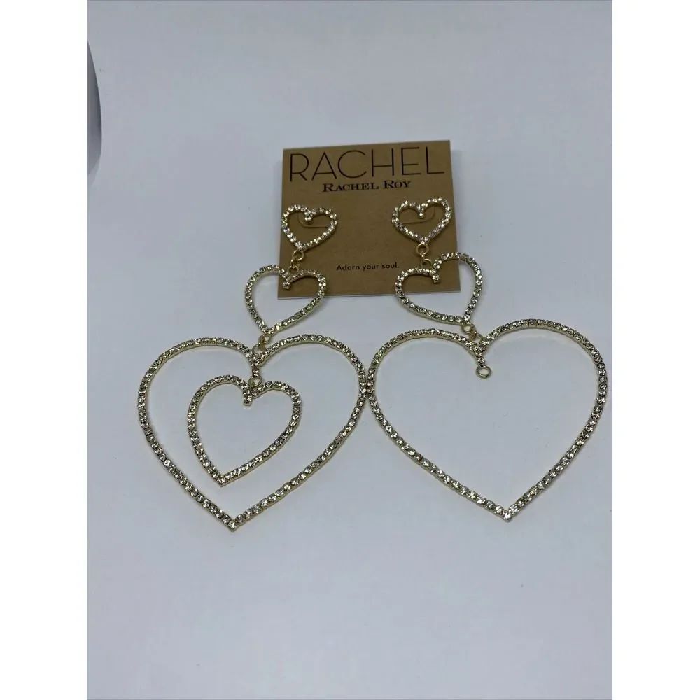 RACHEL Rachel Roy Gold-Tone Pavé Heart Triple Drop Earrings MSRP CP665